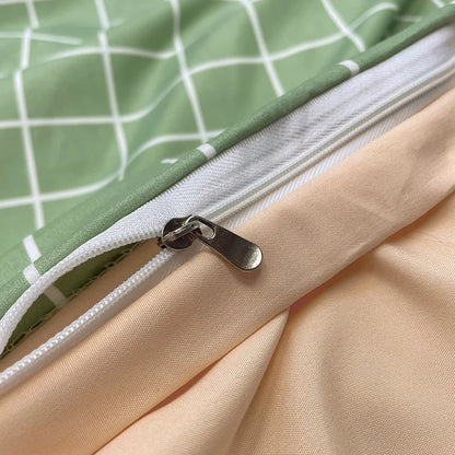 Nordic Plaid Pattern Wash Cotton Bedding Set Duvet Cover Pillowcase Bed Sheet Set Comforter Cover Bed Linens Set Queen King Size.