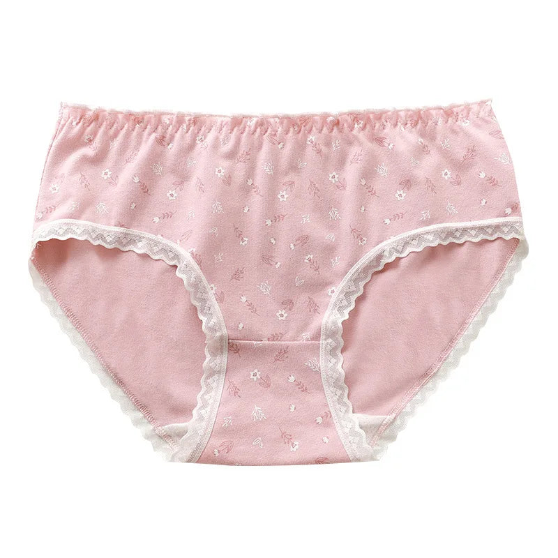 New Women Panties Antibacterial Cotton Lace Underwear Women's Floral Sweet Girls Briefs Mid-waist Shorts Female Lingerie M-XXL.