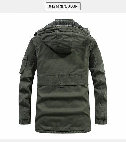 Parkas Coat Military Windproof Hooded Jackets Man Washed Cotton Thick Fleece Casual New  Winter Warm Varsity Jacket Men.