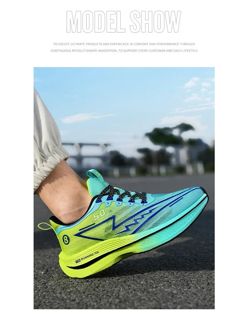 Men Sport Shoes Professional Cushioned Carbon Plate Running Shoes Breathable Lace-up Casual Sneakers Marathon Athletic Footwear.