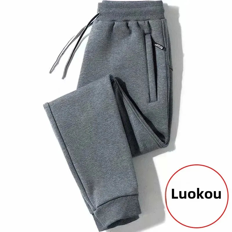 Men's Loose-Fit Fleece-Lined Long Casual Pants Autumn/Winter 2024 Spring/Autumn Korean Style Straight-Leg Pants For Youth