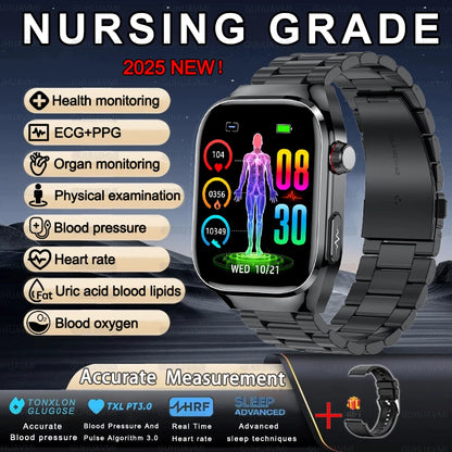 2025 New For XIAOMI Uric acid Blood lipids Smart Watch Men ECG+PPG Blood pressure Blood oxygen Bluetooth Call Health Smartwatchs