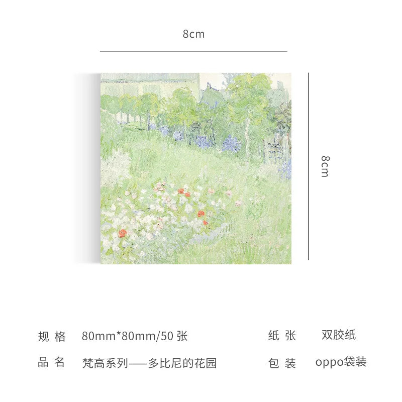 Malerei Memo Pad Monet Van Gogh Keine-klebrige Hinweis Aufkleber Scrapbooking DIY Notizblock Tagebuch Schreibwaren Schule Liefert.