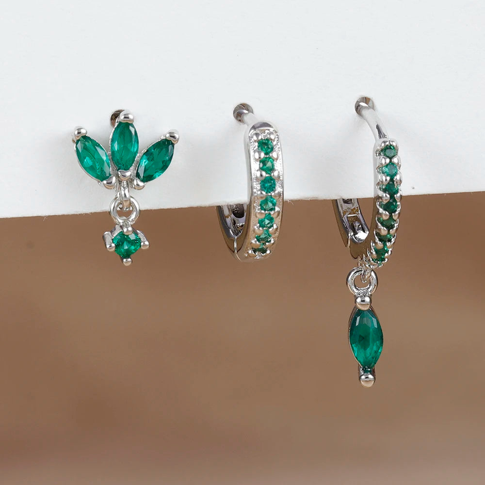 3PCS Fashion Horse eyes Pendant Piercing Earrings Set For Women Stainless Steel Zircon Ear Studs Earring Trendy Jewelry aretes.