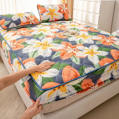 Waterproof Mattress Cover Cartoon Style Bed Covers Quilted Fitted Sheet постельное белье Thickened Bedspread(No Pillowcase)