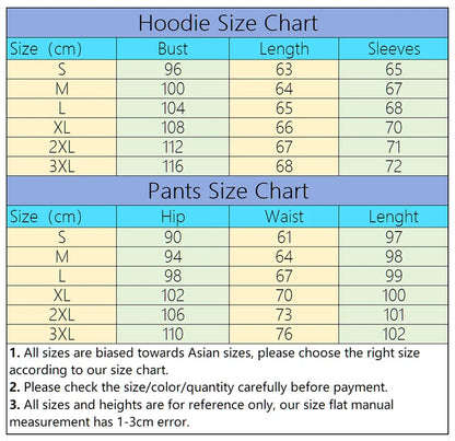 Womens Pants Suit Print Casual Hooded Sweatshirt Set Sports Jogging Woman Clothing AutumnWinter Office Home Tracksuit Street y2k.