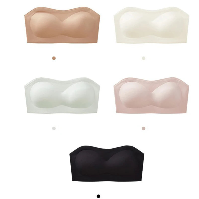2Pcs/Set Sexy Seamless Top Bra Invisible strapless Bras Women Underwear thin Non slip Push up Bralette Wireless Female Lingerie.