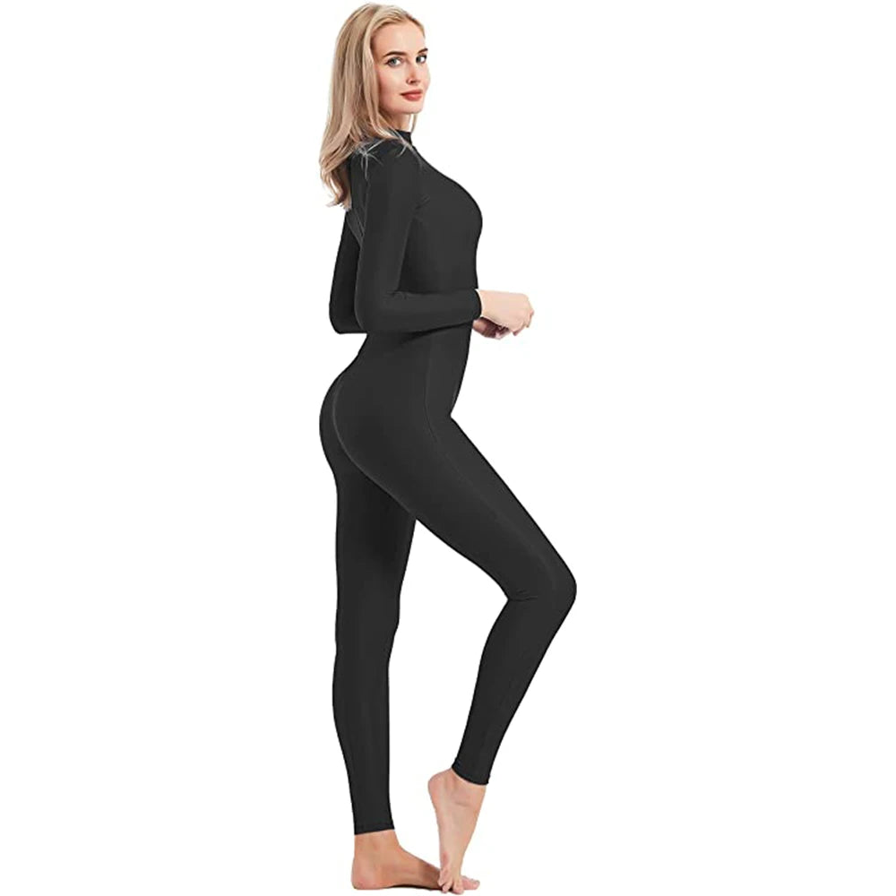 Unisex  Turtleneck Unitard Full Body Leotard  Long Sleeve Yoga Bodysuit Women Catsuit Daily Fitness Wear Cosplay Suits.