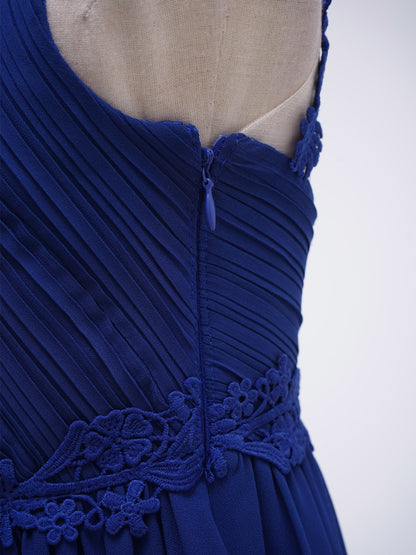 Mädchen Hochzeit Brautjungfer Kleid One Shoulder Elegante Guipure-Spitze Geraffte Chiffon Maxi Party Kleider Geburtstag Abend Abendkleid