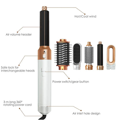 6 in 1 Hair Dryer One-step Hot Air Comb Set Professional Air styling Curling Iron Hair Straightener Styling Tool Hair Dryer