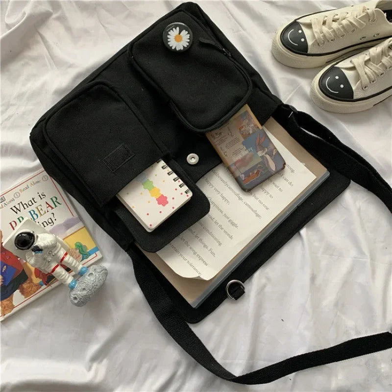 Cute Canvas Bag Wild Student Women Handbags Shoulder Bag Female Japanese Harajuku Diagonal Crossbody Bags for Girl Pouch Bolsas.