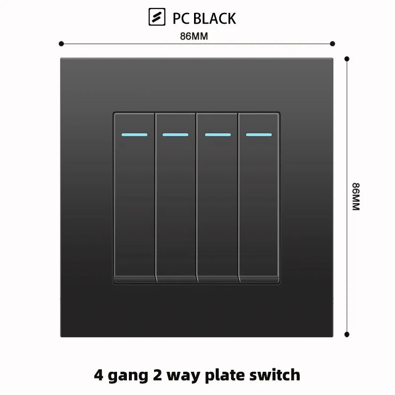 Schwarze UK 13A Wandsteckdose mit USB Typ C 18W Schnelllade-Steckdose, Wandsteckdose mit USB-Ladegerät, Schalter mit Steckdose