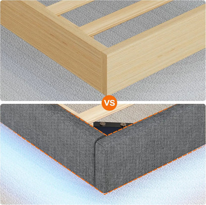 Gästebett 90 x 200 cm mit Ladestation und LED-Beleuchtung, Bettrahmen, einfache Montage zum Schlafen