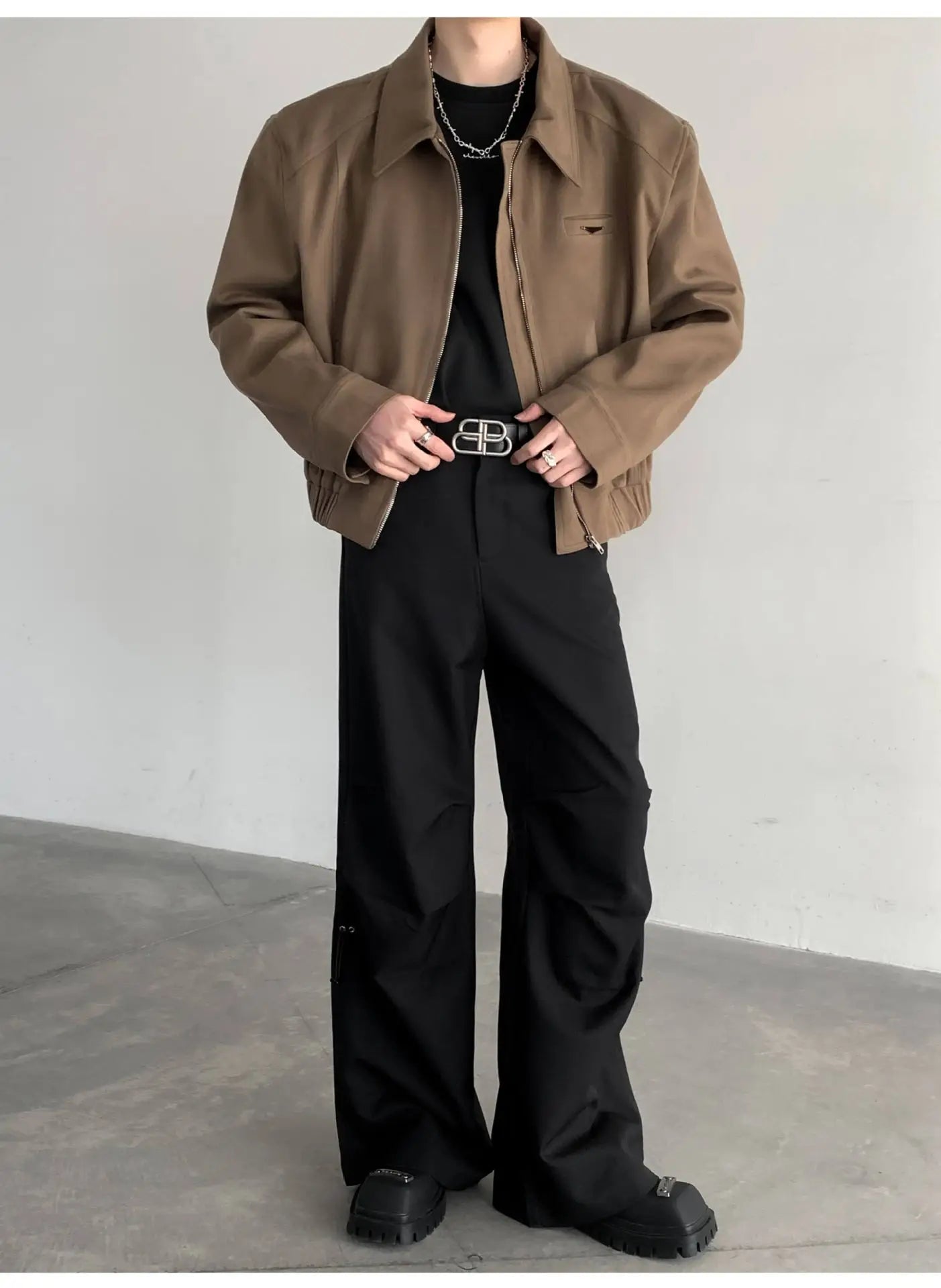 Short Jacket Men's Autumn Winter Handsome American Shoulder Pad Coat High-end Lapel Baseball Uniform