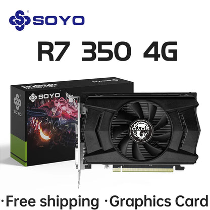 SOYO Graphics Cards R7 350 4G DDR5 128bit HDMI compatibility+DP+DVI For Desktop Gaming Computer Components GPU Video Card.