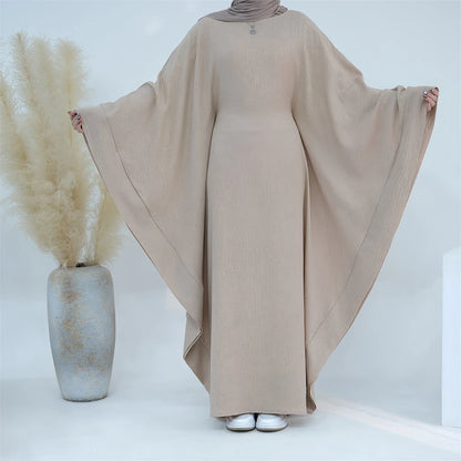 Ramadan Dubai Women Cotton Linen Khimar Abaya Saudi Arabia Turkey Islam Muslim Maxi Modest Dress Kebaya Robe Femme Musulmane