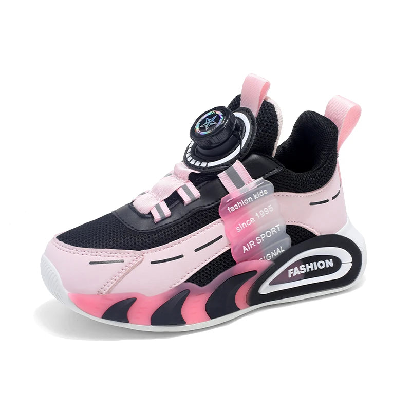 Cute Pink Girls' Summer Breathable Walking Shoes Lightweight Kids Fashion Sneakers for Outdoor Sports Tennis.