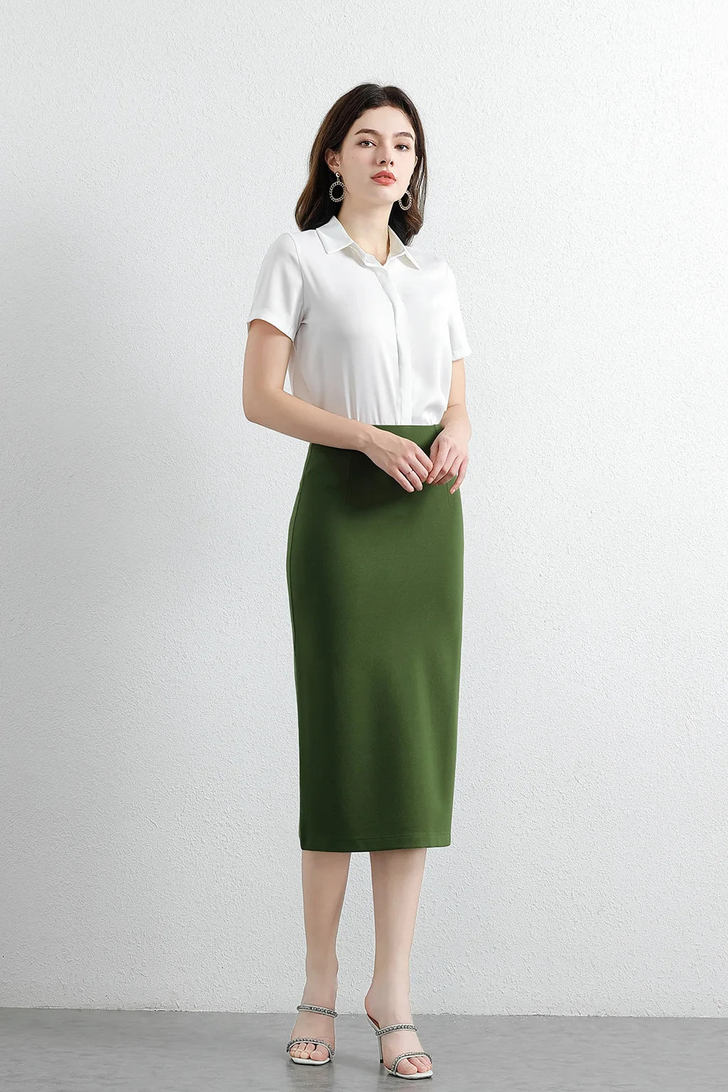 Women's Professional High Waist Long Pencil Skirt, Slim Fit Black Hip-hugging Skirt for Office Commute
