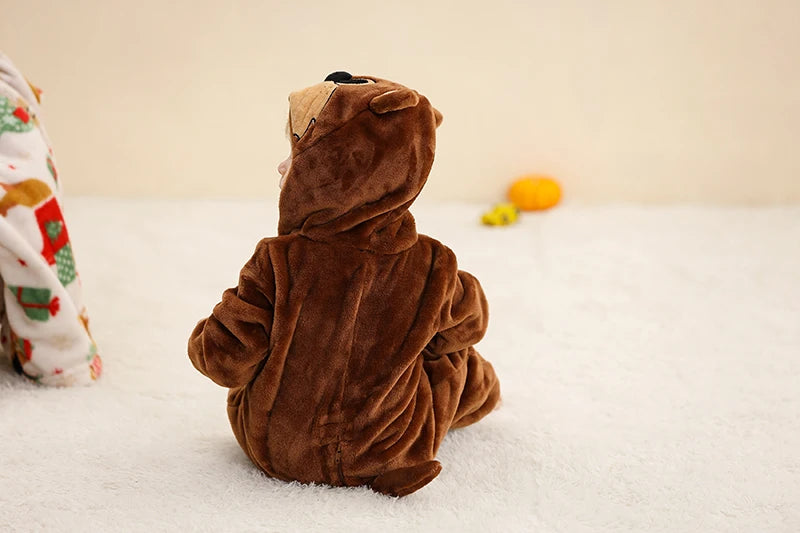 MICHLEY Winter Baby Strampler Mit Kapuze Flanell Cosplay Kleinkind Infant Kleidung Insgesamt Bodys Overall Kostüm Für Kinder Mädchen Junge