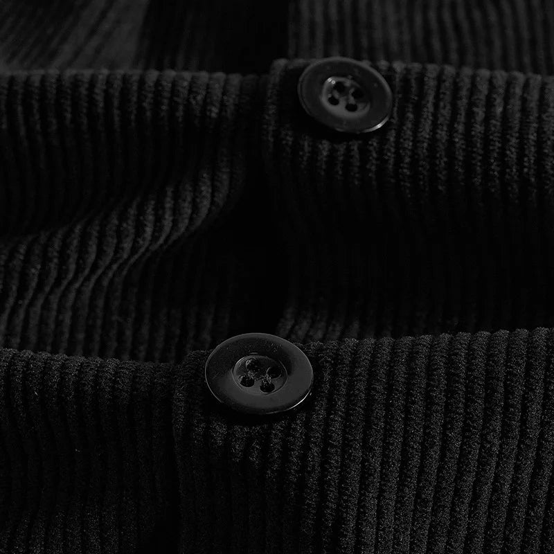 Men's Corduroy Jacket Stand-up Collar Slim Fit Retro Multi-pocket Workwear Commuter Coat for Spring And Autumn