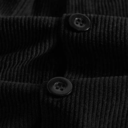 Men's Corduroy Jacket Stand-up Collar Slim Fit Retro Multi-pocket Workwear Commuter Coat for Spring And Autumn