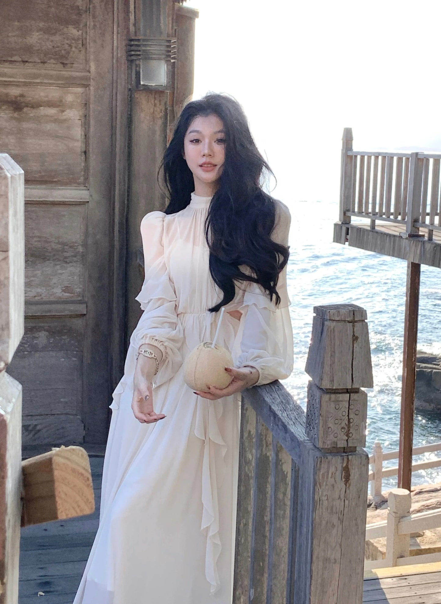 Strand Stil Chiffon Y2k Mini Kleid Büro Dame Casual Langarm Elegante Einteilige Kleid Koreanische Mode Kleidung Sommer 2023