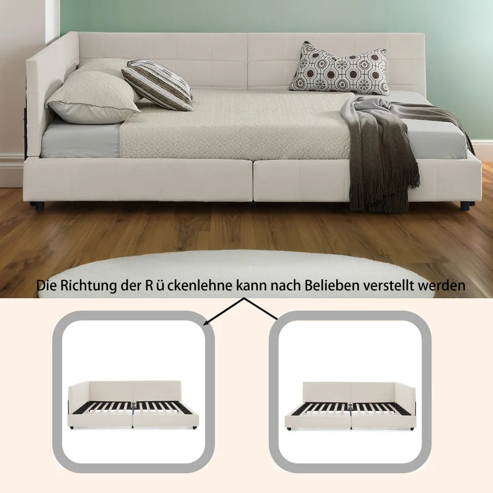 Modernes Einzelbett 90*200 cm, hautfreundliches Samtdesign, Babybett mit hoher Rückenlehne, Beige und Dunkelgrau (ohne Matratze)