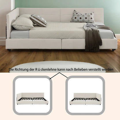 Modernes Einzelbett 90*200 cm, hautfreundliches Samtdesign, Babybett mit hoher Rückenlehne, Beige und Dunkelgrau (ohne Matratze)