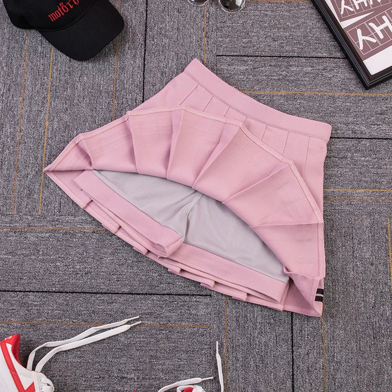 High Waist Women's Skirts Striped Pleated Elastic Waist Female Sweet Mini Dance Plaid Skirt Y2k Korean England Style.