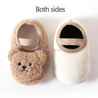 R6FD Warm Winter Baby Slippers Toddler Plush Floor Sock Shoes Anti-slip Walking Shoes