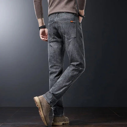 2025 New High Quality Jeans Men Baggy Pants Autumn Straight Cut Loose Solid Denim Pants Streetwear Fashion Pockets Vintage Man.