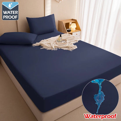 Safe Waterproof Mattress Cover Soft Comfortable Breathable Bed Cover With Elastic Band Fit Machine Washable Single Double Size