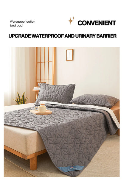 Waterproof Mattress Topper with Elastic Band Quilted Protector Pad Bedspread Winter Mattress Cover for Single/Double Bed 140/160.