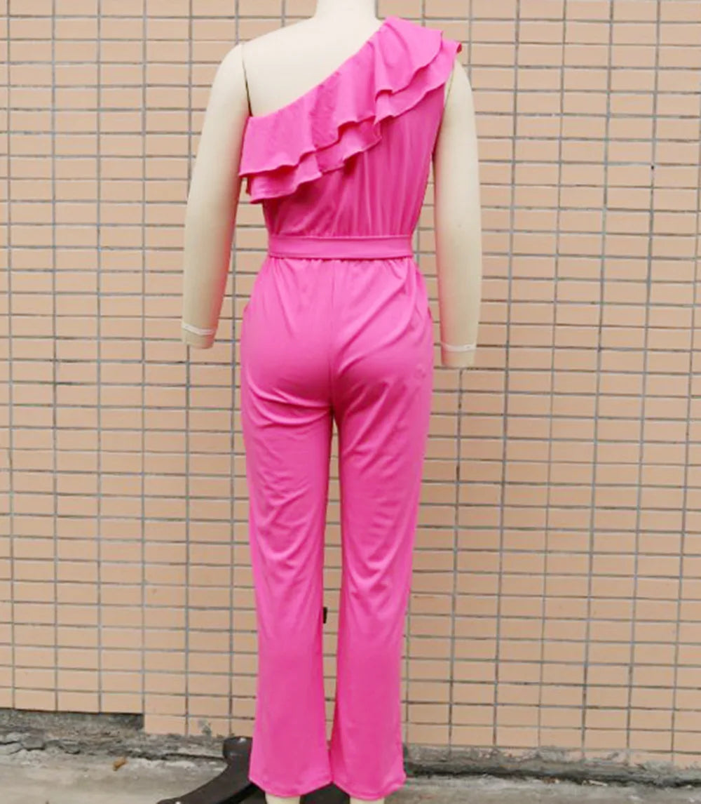 Summer Sexy Strapless Sleeveless Women's Party Jumpsuit Fashion Peplum Slim Fit Lace Up Elegant Female Office Jumpsuit Bottoms.