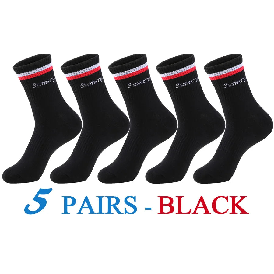 5 Pairs/Lot Running Socks Men Sports High Quality Cotton Colorful Outdoor Cycle Casual Breathable Long Sock Male Gifts 5 Styles