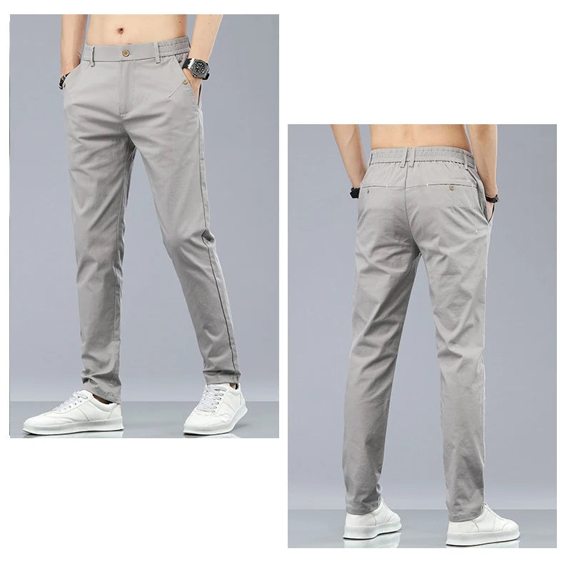 Marke Kleidung männer Casual Hosen 98% Baumwolle Dünne Business Gerade Slim Fit Klassische Hosen Stretch Frühling Sommer Männliche Hosen.