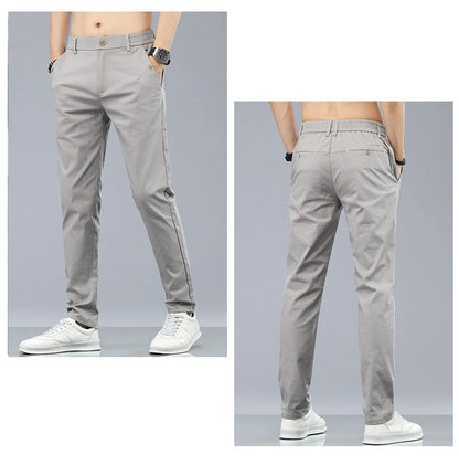 Marke Kleidung männer Casual Hosen 98% Baumwolle Dünne Business Gerade Slim Fit Klassische Hosen Stretch Frühling Sommer Männliche Hosen.
