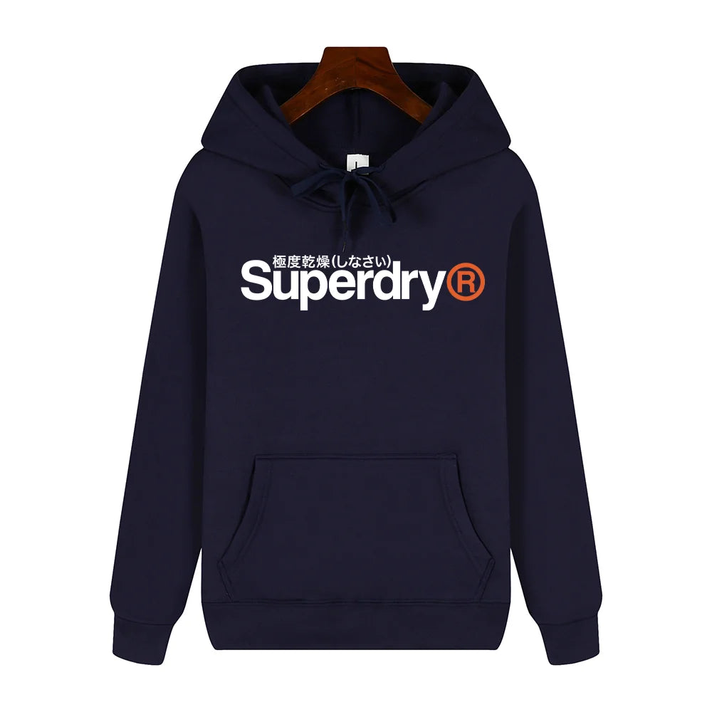 SUPERDRY Men's Autumn and Winter Fashion Brand Casual Hooded Sweatshirt Street Hip-hop Retro Sweatshirt Sports Men's Hoodie.
