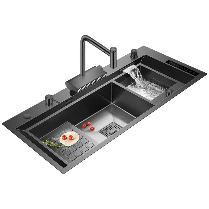 ASRAS high-quality 304 stainless steel multifunctional kitchen sink intelligent food purification large-sized sink nano gray