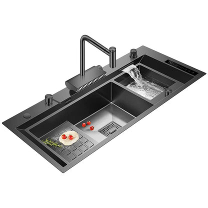ASRAS high-quality 304 stainless steel multifunctional kitchen sink intelligent food purification large-sized sink nano gray