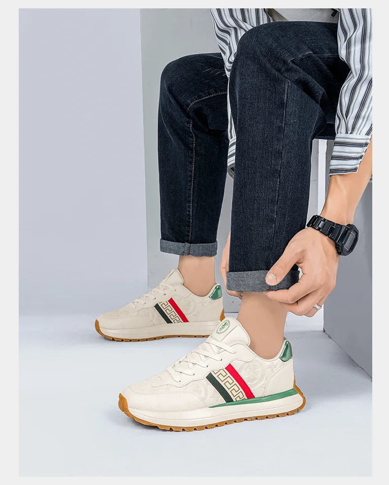 Genuine Leather Casual Shoes Men Designer Luxury Women Tennis Chunky Sneakers Muffin Sport Shoes Man Male Board Footwear.