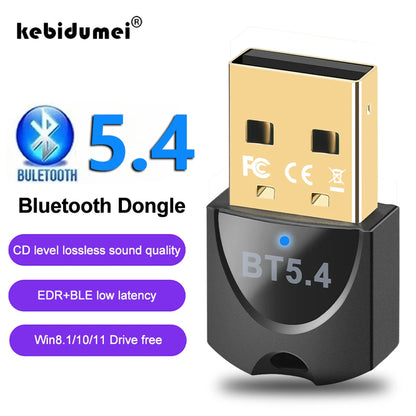 USB Wireless Bluetooth Adapter Bluetooth 5.4 for PC Dongle Adaptador Wireless Mouse Keyborad Music Audio Receiver USB Transmitt.