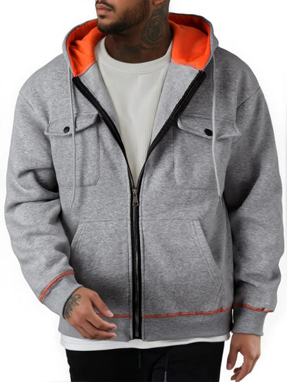Autumn Winter Men's Fleece Warm Hooded Sweatshirt.