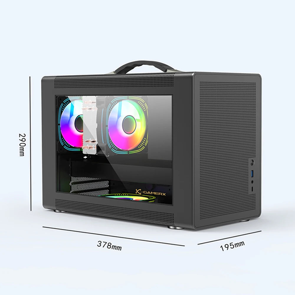 Power Train P60 Desktop MATX Case Handheld Portable Mesh Version PC Small Chassis Supports 350mm Graphics Card Type-C Interface.