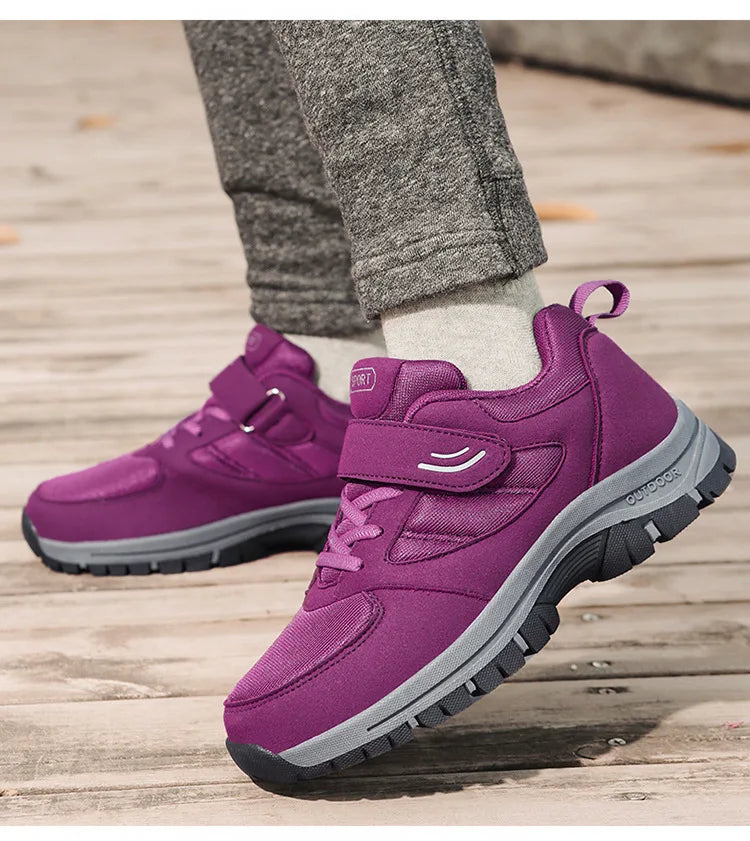 Men's Trendy Running Shoes With Hook And Loop Fastener, Comfy Breathable Wear Resistant Shock Absorption Cushioned Sneakers