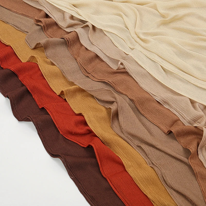 New Arrival Crinkle Rayon Hijab Women Muslim Scarf Shawls Solid Headscarf Wraps Big Size Plain Islamic Turban Headbands Foulard.