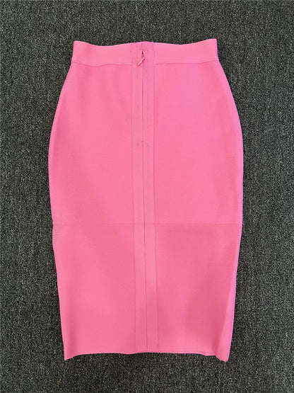 60CM Knee Length Stretch Bandage Skirts Women Candy Color Bodycon Pencil Skirt Ladies Elegant Office Business Formal XL XXL.