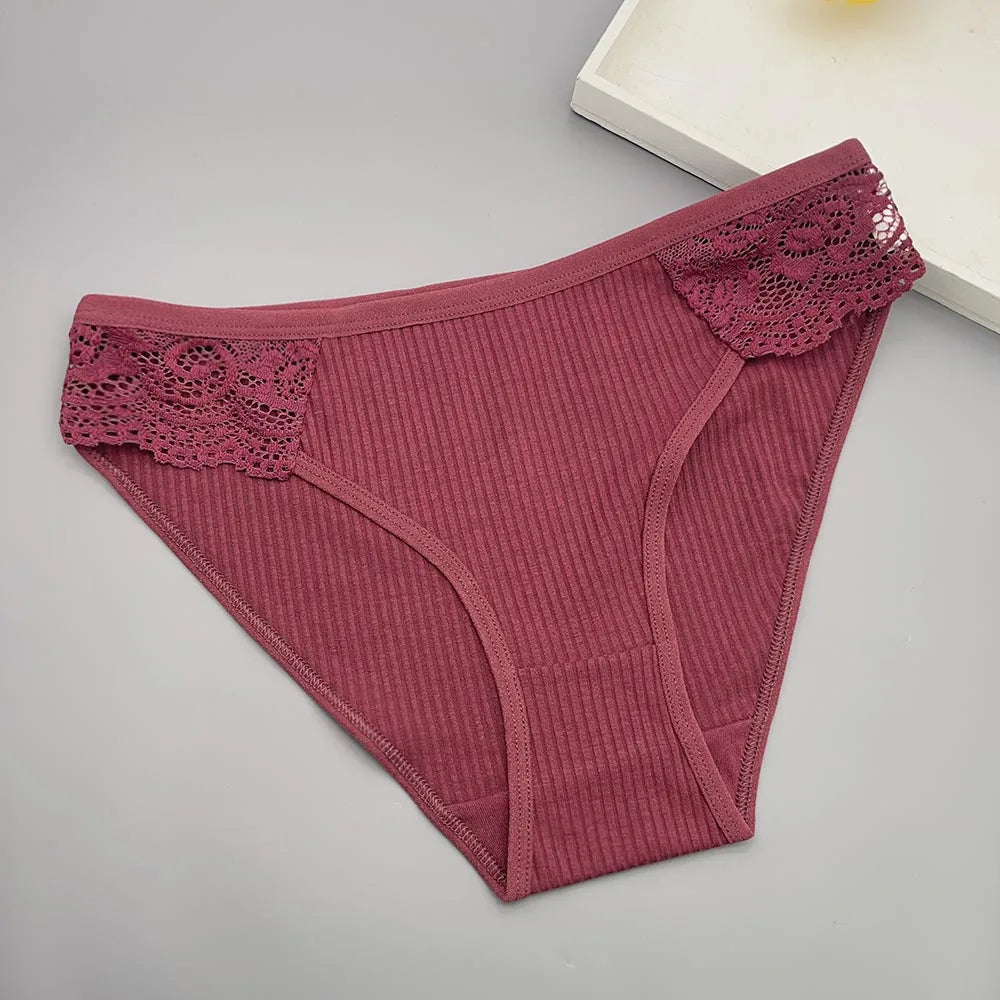 Moonflame 5 Pcs Seamless Cotton Briefs Sport Comfortable Solid Color Women's Panties.