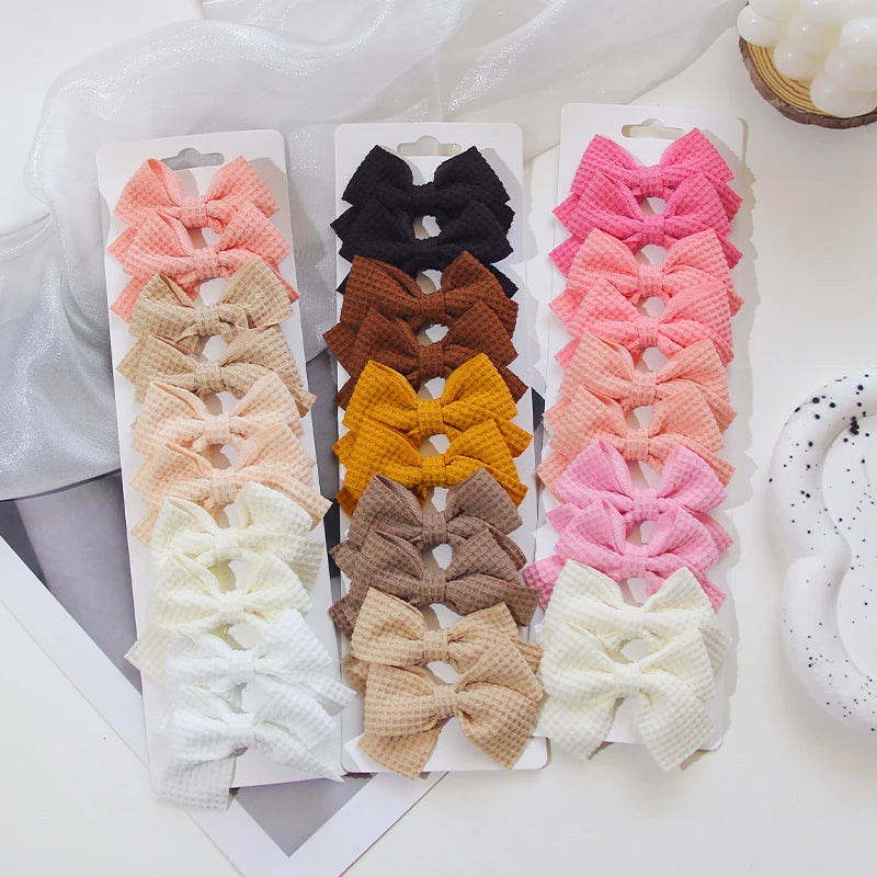 6/10Pcs/Set 2025 Fashion New Cute Ribbon Bowknot Hair Clips for Kids Handmade Baby Girls Hair Accessories.