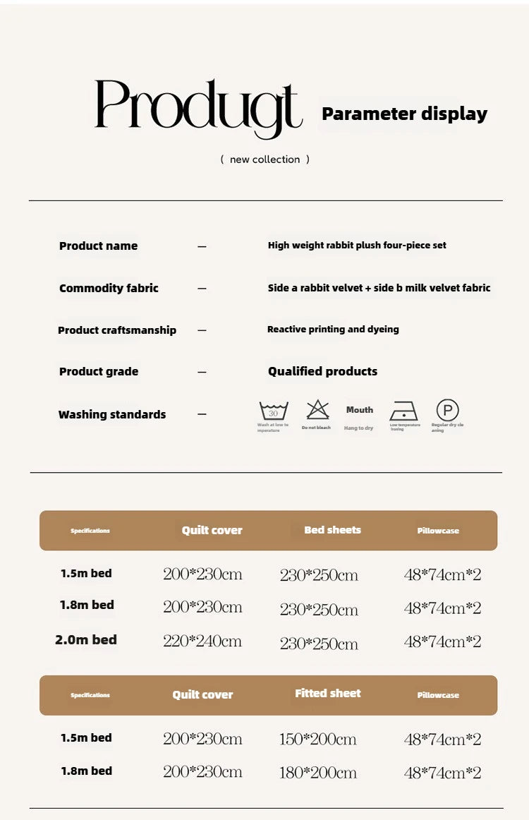 2024 new light luxury rabbit velvet four-piece set thickened warm milk velvet rabbit hair tie-dye bed sheet quilt cover.